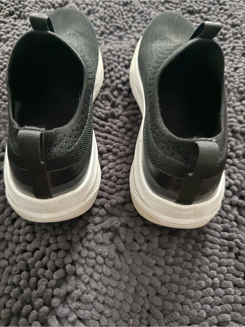 Skechers Black Slip-On Knit Sneakers with White Sole